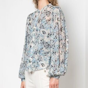 Veronica Beard Floral Print Blouse - Blue and Black